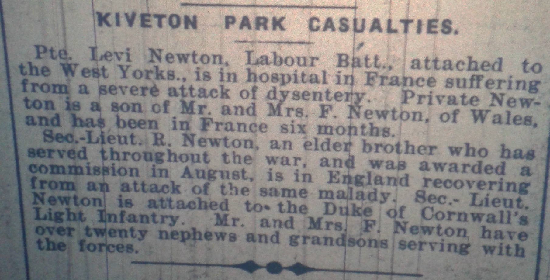 Levi and George Robert Newton Report